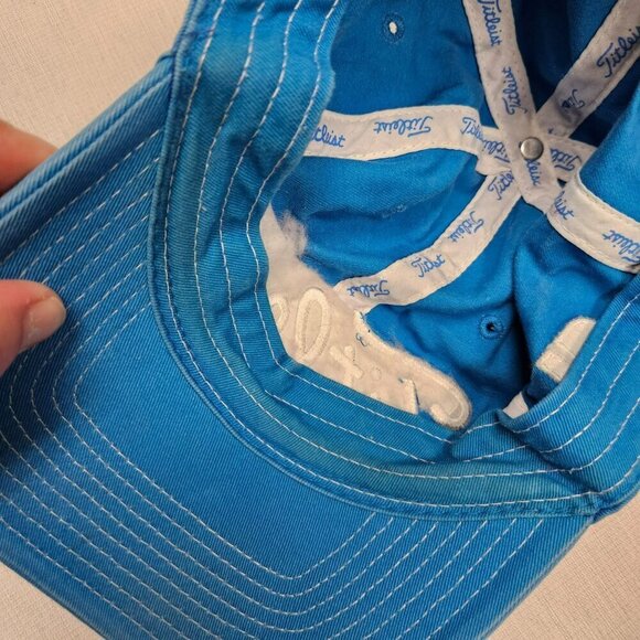 Titleist Women's Light Blue FootJoy FJ Pro V1‎ Golf Hat Distressed Faded Look - Picture 12 of 13